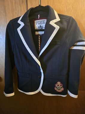 PINK Victoria's Secret Navy Blazer with White Trim - Women’s Jacket